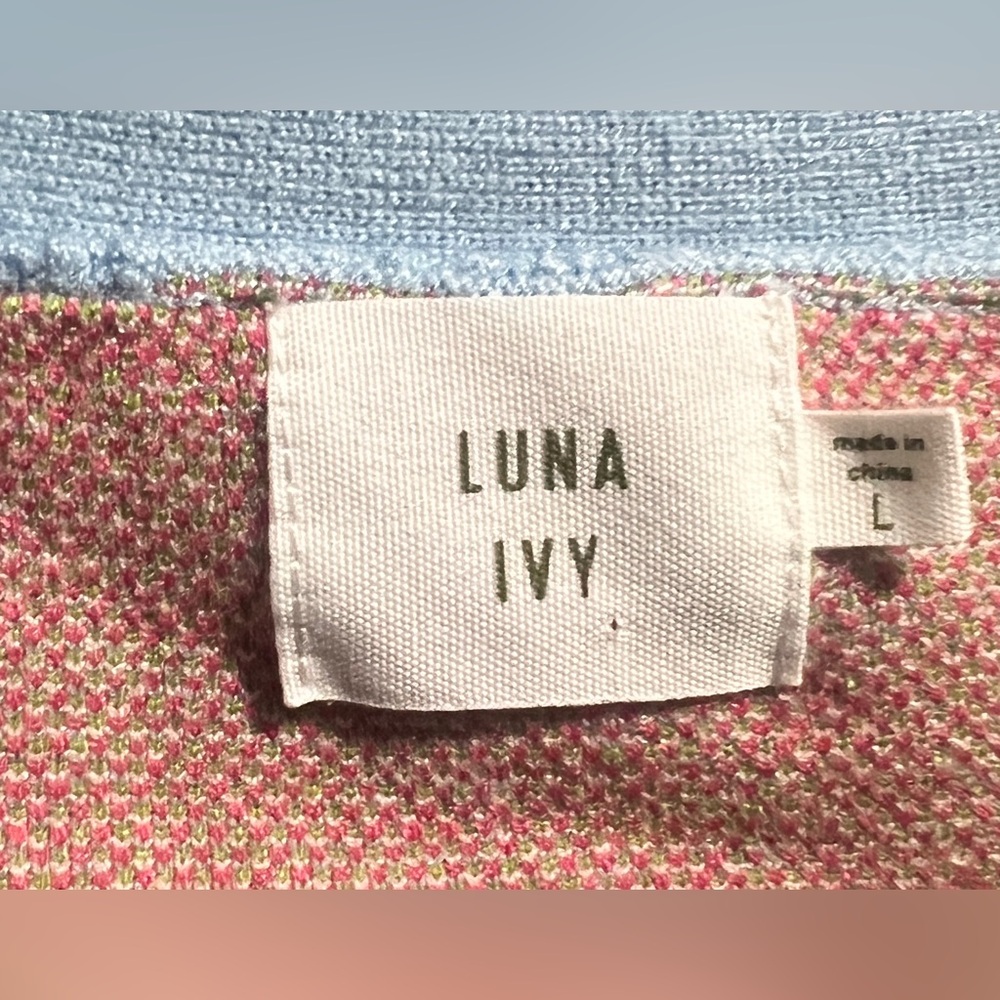 Chic Strawberry Patterned Light Blue Sweater - image 3